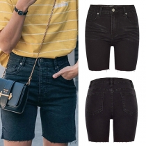 Fashion Raw-edge Denim Bermuda Shorts