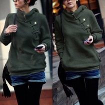 Casual Style Long Sleeve Hooded Solid Color Sweatshirt