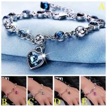 Fashion Rhinestone Inlaid Heart Pendant Bracelet