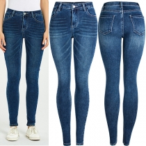 Fashion Old-washed High-rise Skinny Denim Jeans