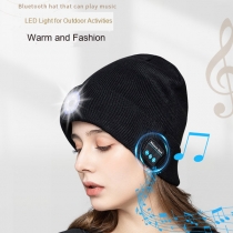 Wireless Bluetooth Beanie Hat with 5 LED Headlamp, Unisex Musical Cap USB Rechargeable Headlight, Headlamp Headphone Music Beanie for Sports Outdoors