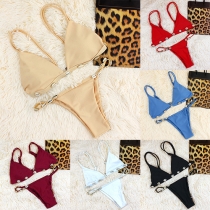 Fashion Sexy Solid Color Shell Two-piece Bikini Set 