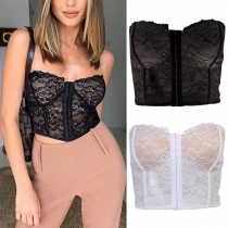 Sexy Strapless See-through Lace Top