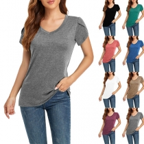 Simple Style Short Sleeve Round Neck Solid Color T-shirt