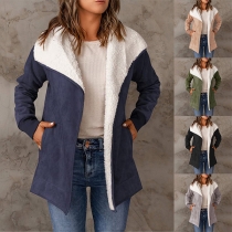 Fashion Lapel Long Sleeve Warm Plush Lined Jacket
