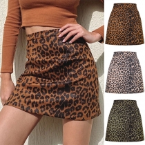 Sexy Leopard Printed High Waist Slim Fit A-line Skirt