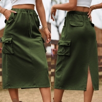 Fashion Side-pockets Pencil  Skirt