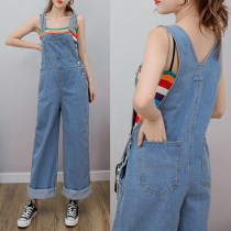Fashion High Waist Relaxed-fit Denim Overalls
