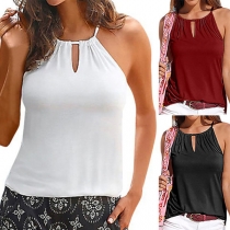 Sexy Backless Solid Color Lace-up Halter Top