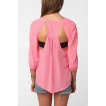 Roses pink backless shirt