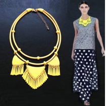 Chic Tassels Decorated Triangle Pendant Double-Layer Necklace For Women