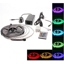 Waterproof 5M 300x3528 SMD RGB LED Strip Light with 24-Button Remote Controller and AC Adapter Set (100-240V)