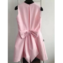 Pink Round Neck Sleeveless Back Bow Dress