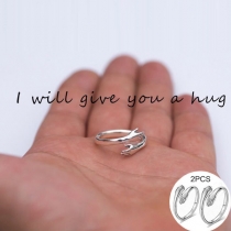 2PCS Couple Hug Rings-925 Sterling Silver-An unisex signet ring