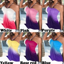 Fashion Contrast Color Strapless Backless Tops