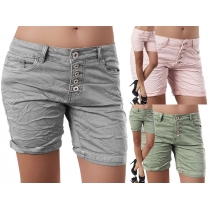 Fashion Low-waist Solid Color Shorts 
