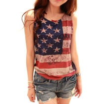 Street-chic Cool American Flag Fringed Vest