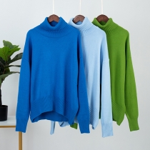 Fashion Solid Color Turtleneck Long Sleeve Sweater