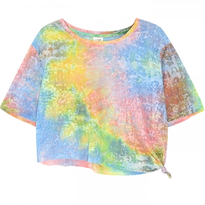 Cool Fluorescent Tie-Dye Gradient Color Irregular T-shirt