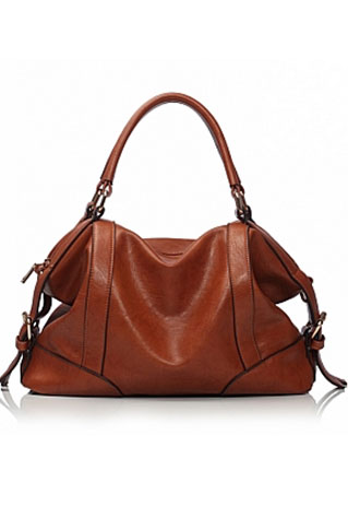 European Style Simple Pure Color Cattlehide Handbag Shoulder Bag