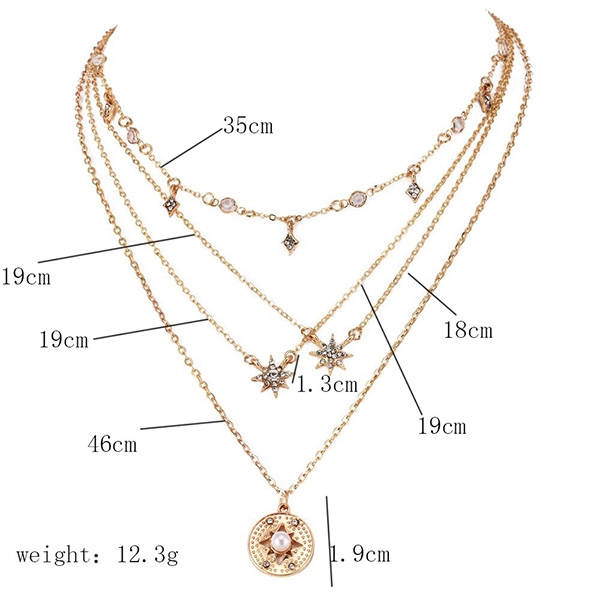 Fashion Rhinestone Inlaid Star Pendant Multi-layer Necklace