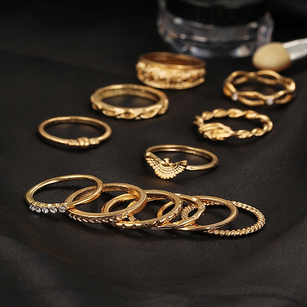 Fashion Gold-tone Alloy Ring Set 12 pcs/Set